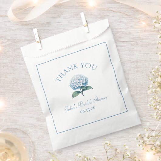 Custom Brautparty Blue Hydrangea Vielen Dank Geschenktütchen (Ausgeschnitten)