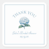 Custom Brautparty Blue Hydrangea Vielen Dank Quadratischer Aufkleber (Vorderseite)