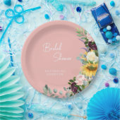 Custom Brautparty Blush Bloral Sunflower Pappteller (Party)