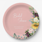 Custom Brautparty Blush Bloral Sunflower Pappteller (Vorderseite)