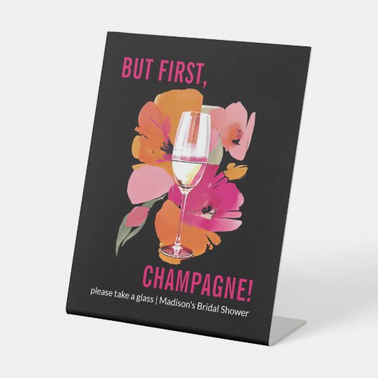 Custom Brautparty Champagne Sign Sockelschild (Vorderseite)