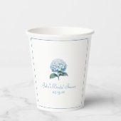 Custom Brautparty Chic Elegant Blue Hydrangea Pappbecher (Vorderseite)