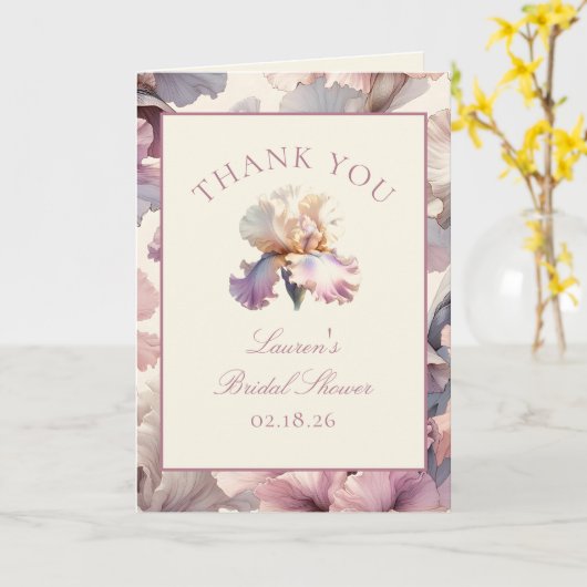 Custom Brautparty Danke Rosa Blues Karte (Gelbe Blume)