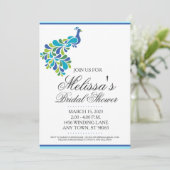 Custom Brautparty Einladung, schöner Pfau Einladung (Stehend Vorderseite)