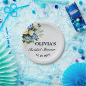 Custom Brautparty Elegant Blau und Weiß Blumen Pappteller (Party)
