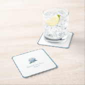 Custom Brautparty Elegante Chic Blue Hydrangea Untersetzer (Vor Ort)