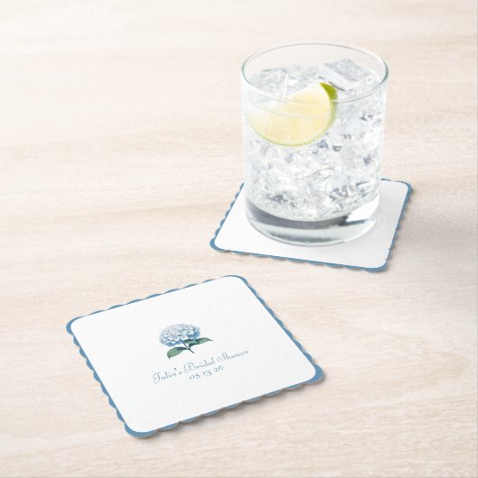 Custom Brautparty Elegante Chic Blue Hydrangea Untersetzer (Vor Ort)
