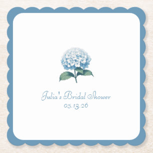 Custom Brautparty Elegante Chic Blue Hydrangea Untersetzer
