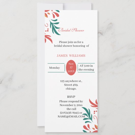 Custom Brautparty Elegante farbenfrohe Blumen Einladung (Vorderseite)