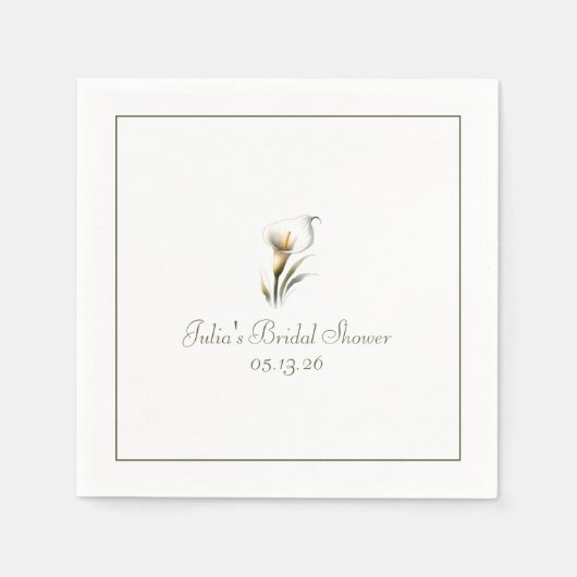 Custom Brautparty Elegante Klassische Calla Lily Serviette (Vorderseite)