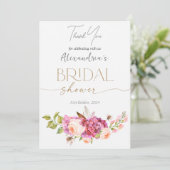 Custom Brautparty Floral Bouquet Dankeskarte (Stehend Vorderseite)