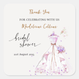 Custom Brautparty Hochzeitskleid Danke Quadratischer Aufkleber