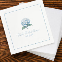 Custom Brautparty Napkin Elegant Blue Hydrangea
