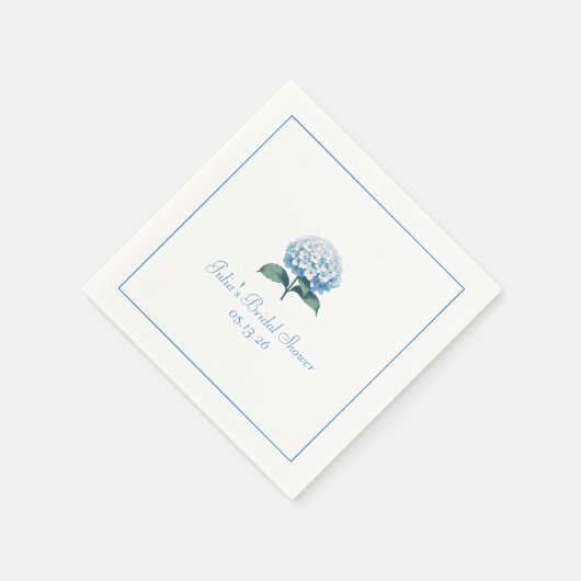 Custom Brautparty Napkin Elegant Blue Hydrangea Serviette (Ecke)