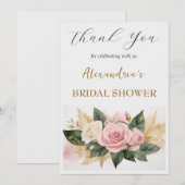 Custom Brautparty rosa Blume Vielen Dank Dankeskarte (Vorne/Hinten)