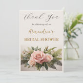Custom Brautparty rosa Blume Vielen Dank Dankeskarte (Stehend Vorderseite)
