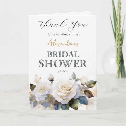 Custom Brautparty Rose Vielen Dank Dankeskarte (Vorderseite)