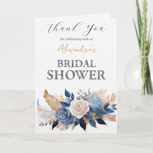 Custom Brautparty Rose Vielen Dank Dankeskarte (Vorderseite)