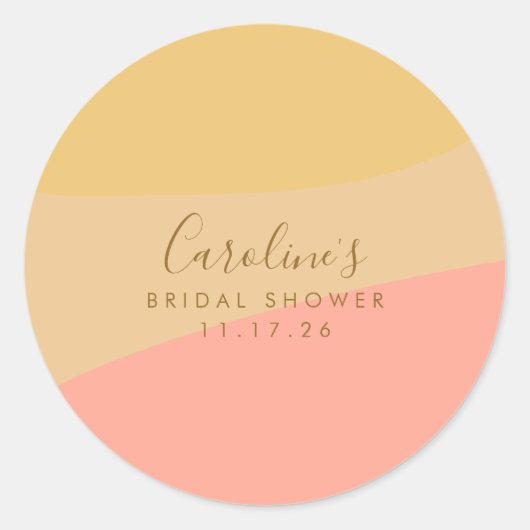 Custom Brautparty Soft Pink Yellow Pastel Boho Runder Aufkleber (Vorderseite)