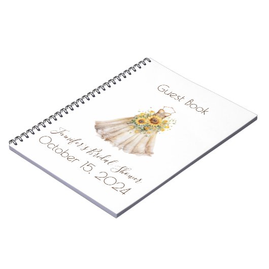 Custom Brautparty Sunflower Dress Guestbook Notizblock (Linke Seite)