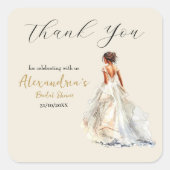 Custom Brautparty Wedding Dress Danke Quadratischer Aufkleber (Vorderseite)