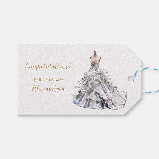 Custom Brautparty Wedding Dress Geschenkanhänger (Vorderseite (Horizontal))