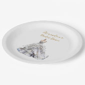 Custom Brautparty Wedding Dress Pappteller (Schrägansicht)