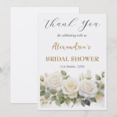 Custom Brautparty White Roses Vielen Dank Dankeskarte (Vorne/Hinten)