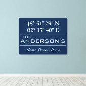 Custom Breitengrad Family Name Home Address Leinwanddruck (Insitu (Holzboden))