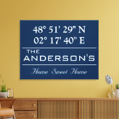 Custom Breitengrad Family Name Home Address Leinwanddruck (Insitu (Wohnzimmer))