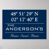 Custom Breitengrad Family Name Home Address Poster (Vorne)