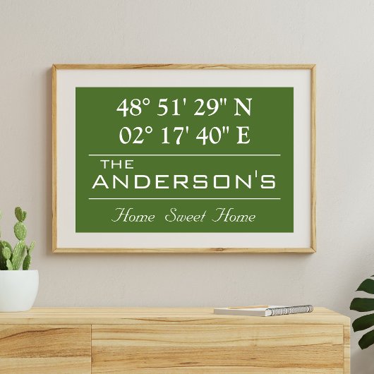 Custom Breitengrad Family Name Home Address Poster