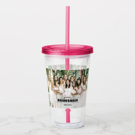 Custom Bridaid Bridal Foto Acrylic Tumbler Acryltrinkbecher (Vorderseite)