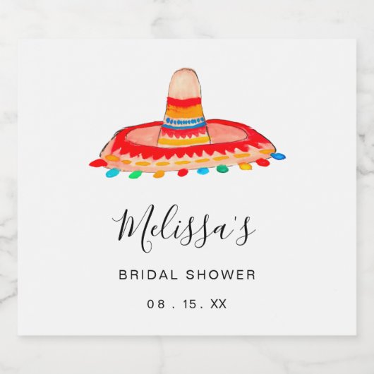 Custom Bridal Fiesta Sombrero Alkoholflaschenetikett (Einzelnes Label)
