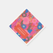 Custom Bridal Shower Boho Floral Pink Red Stylish Serviette (Ecke)