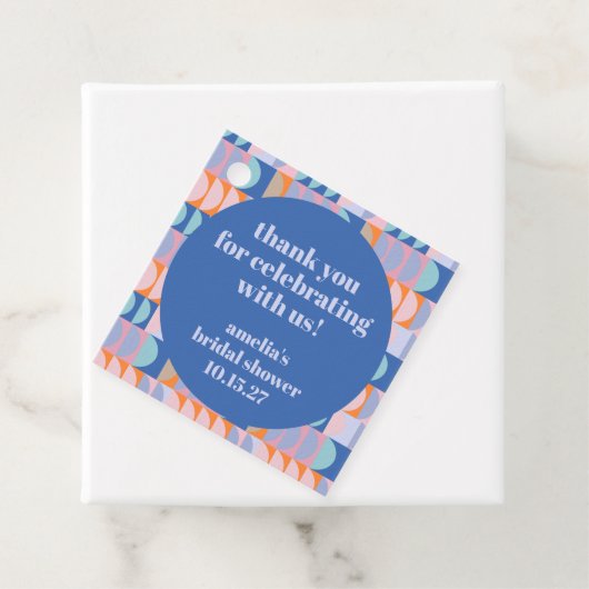 Custom Bridal Shower Thank You Blue Geometric Geschenkanhänger (Beispiel)