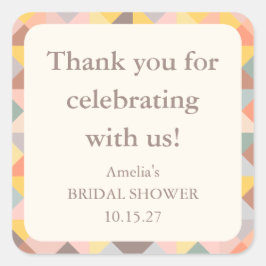Custom Bridal Shower Thank You Yellow Pastel Shape Quadratischer Aufkleber