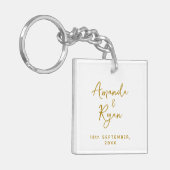 Custom Bride and Groom Names Wedding Date Schlüsselanhänger (Vorderseite links)