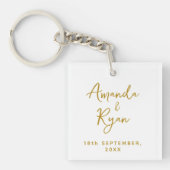 Custom Bride and Groom Names Wedding Date Schlüsselanhänger (Vorderseite)