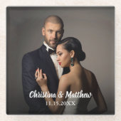 Custom Bride and Groom's Foto Glasuntersetzer (Vorderseite)