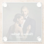 Custom Bride and Groom's Foto Glasuntersetzer (Rückseite)