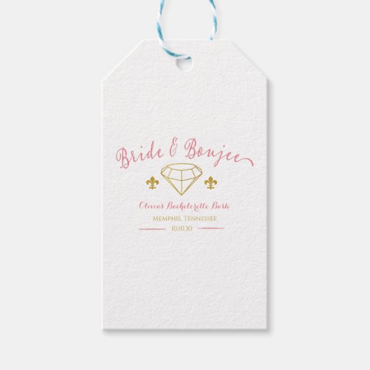 Custom Bride Boujee Diamond Junggeselinnen-Abschie Geschenkanhänger (Vorderseite)