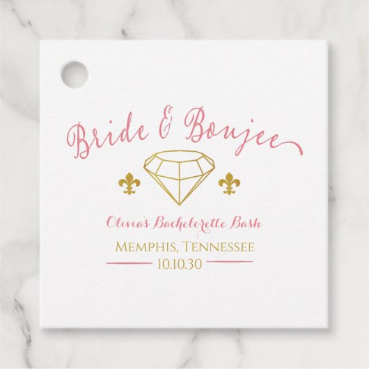 Custom Bride Boujee Diamond Junggeselinnen-Abschie Geschenkanhänger (Vorderseite)