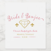 Custom Bride Boujee Diamond Junggeselinnen-Abschie Weinetikett (Einzelnes Label)