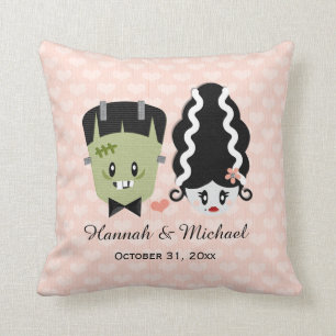 Custom Bride Frankenstein und Monster Wedding Kissen