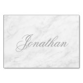 Custom Bride Groom Age Marmor Silver Tischnummer (Rückseite)