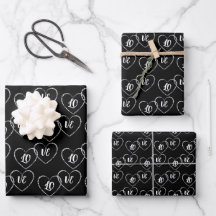 Custom Bride & Groom Black & White Heart Charts