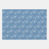 Custom Bride & Groom Blue & White Heart Charmes Geschenkpapier Set (Vorderseite)