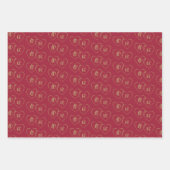 Custom Bride & Groom Gold Herzcharakter auf Burgun Geschenkpapier Set (Vorderseite 2)