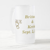 Custom Bride Groom Liebe Herz Mattierte Glass Tass Mattglas Bierglas (Vorderseite Links)